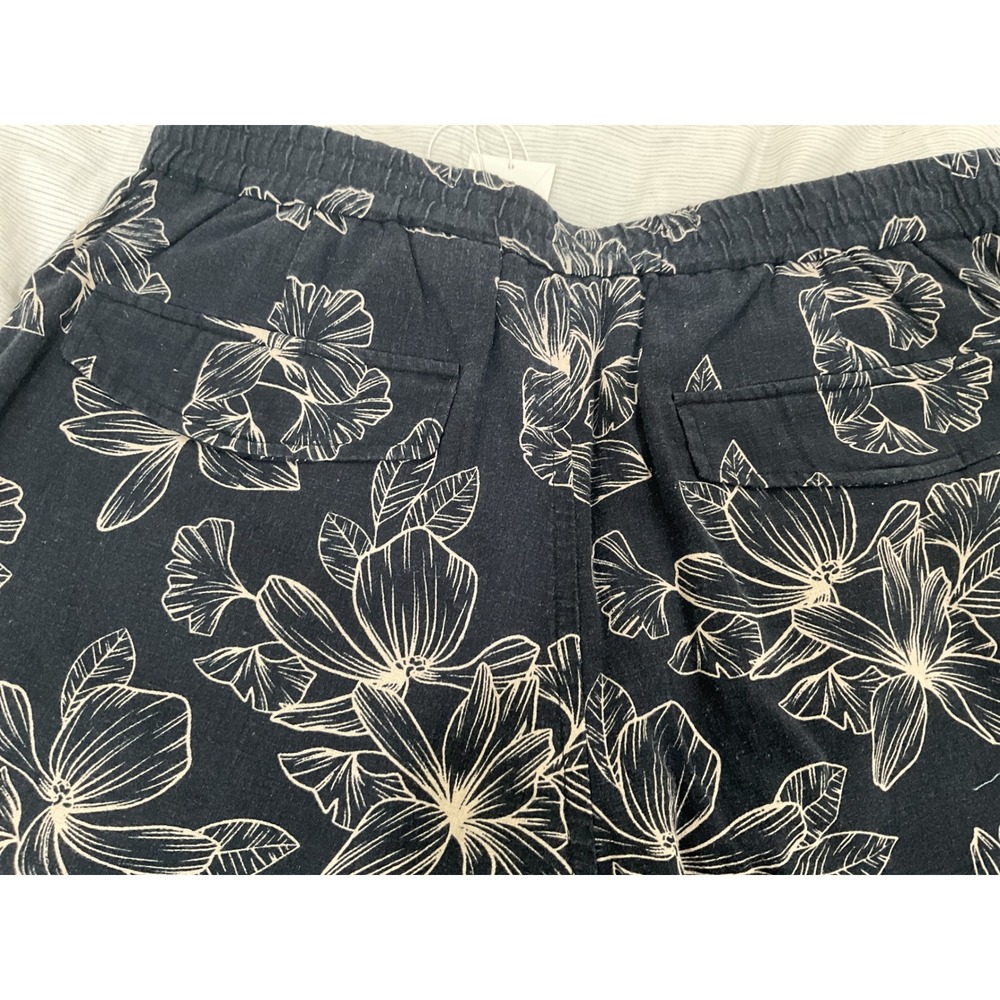Vince Mens Navy Floral Linen Viscose Elastic Waist Shorts M M00892740 - Picture 6 of 8